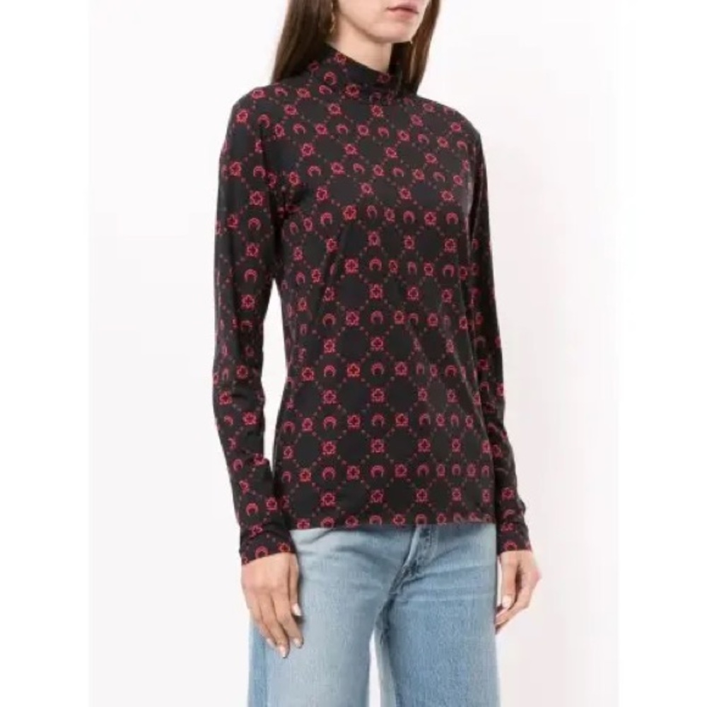 Marine Serre Black Moon Monogram Second Skin Turtleneck